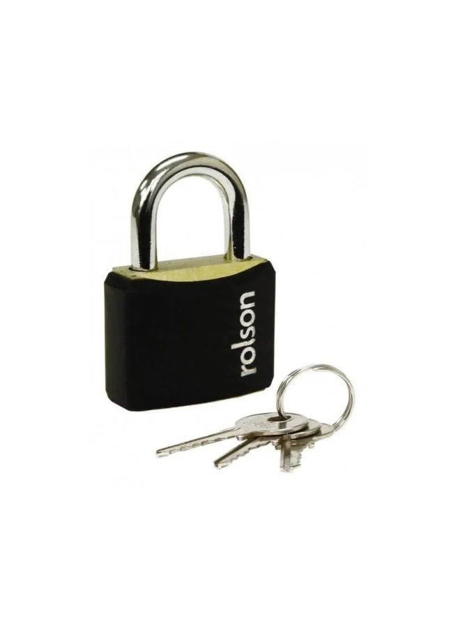 40mm Black Padlock 66405 | Steel Body & Shackle with Brass Cylinder, 3 Keys Included